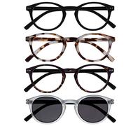 OPULIZE Zen 4 Pack Reading Glasses With Reading Sunglasses Black Brown Crystal Small Mens Womens RRRS24-11T2C +1.00