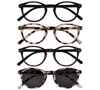 OPULIZE Zen 4 Pack Reading Glasses With Reading Sunglasses Black Light Dark Brown Small Mens Womens RRRS24-11T21T +1.00