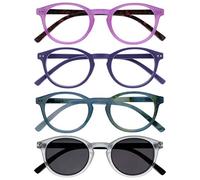 OPULIZE Zen 4 Pack Reading Glasses With Reading Sunglasses Pink Purple Turquoise Crystal Small Mens Womens RRRS24-45QC +3.00