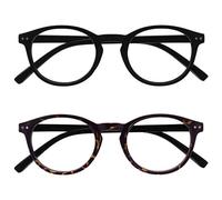 OPULIZE Zen Reading Glasses 2 Pack Cool Round Frame Spring Hinges Scratch Resistant Matt Black Dark Brown Mens Womens RR24-12 +2.50