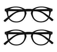 OPULIZE Zen Reading Glasses 2 Pack Cool Round Frame Spring Hinges Scratch Resistant Matt Black Mens Womens RR24-1 +3.50