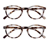 OPULIZE Zen Reading Glasses 2 Pack Cool Round Frame Spring Hinges Scratch Resistant Matt Light Brown Tortoiseshelll Mens Womens RR24-1T +1.00