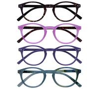 OPULIZE Zen Reading Glasses 2 Pack Cool Round Frame Spring Hinges Scratch Resistant Shiny Dark Brown Pink Matt Purple Turquoise Mens Womens RRRR24-245Q +2.50