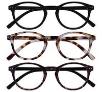 OPULIZE Zen Reading Glasses 3 Pack Cool Round Frame Spring Hinges Scratch Resistant Matt Black Light Brown Shiny Dark Brown Mens Womens RRR24-11T2 +1.50