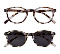 OPULIZE Zen Twin Pack Reading Glasses With Reading Sunglasses Light Brown Tortoiseshelll Small Mens Womens RS24-1T +3.50