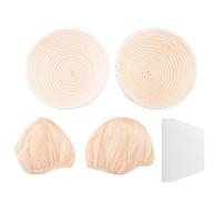 Opuorcy Round Set,2 Baskets for Bread and Bread Dough, Banneton Proofing Basket with Linen Inserts,Dough Scraper Set Round