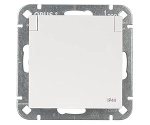 OPUS® 55 Protective Contact Socket Premium with Hinged Lid IP 44 Colour Polar White Silky Gloss