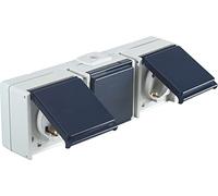 OPUS® Aqua Protective Contact Socket 3-Way Horizontal Colour Light Grey/Steel Blue