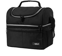 opux Insulated Lunch Bag for Men Women, Double Decker Leakproof, Black