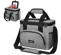 OPUX Soft Cooler Bag, Insulated Collapsible Lunch Cooler Bag for Men Work Camping Beach Travel, Portable Soft Sided Leakproof Waterproof Large Lunch Bag Box with Shoulder Strap 18 Cans, Heather Gray