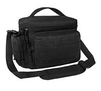 opux Tactical Lunch Box for Men, Black Mens Insulated Lunch Bag for Adult, Leakproof Soft Lunch Cooler with MOLLE Mesh Side Pockets, Multicam Heavy Duty Lunchbox Pail for Work Women, Medium 10 Cans