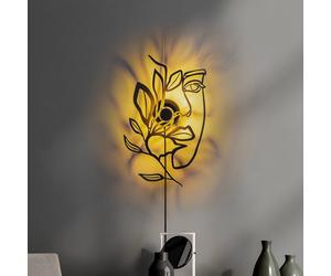 Opviq Flower Faced wall lamp, black, metal, 54 x 34 cm, plug