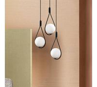 Opviq Mudoni MR-938 pendant light, 3-bulb, round, black/opal glass