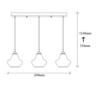 Opviq Pendant light Gold 052, gold-transparent, glass 3-bulb long