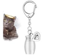 Opvonxeh Pet Urn Keychain,Dog Keychain Cremation Cylinder Keepsake - Paw Print Memorial Urn, Sympathy Loss of Pet Keyring for Dog, Cat, Puppy