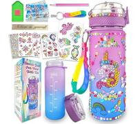 OPVXZAD Decorate Your Own Water Bottle 600ML DIY Diamond Craft Water Bottle with Unicorn Stickers, Rhinestones,Accessories BPA-Free Leakproof DIY Diamond Crafts Gifts for School,Travel