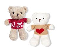 OPVXZAD Love Bear Plush Doll Set, 2 Pack 30cm Knitted Sweater Heart & Red Love You Stuffed Bears Soft Cuddly Toys for Valentine's Day, Birthday, Unique Romantic Gifts for Her/Him White & Brown (A3)