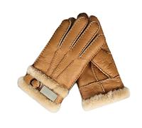 OPYTR Winter Gloves for Men - Warm Thermal Wool Fleece Snow Mittens, Outdoor Five Finger Wrist Leather Fur Sheepskin Gloves, Windproof Lined Thick