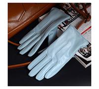 OPYTR Winter Gloves Women's Ladies Leather Skin Winter Warm Thick Lining White Gloves Colorful Blue Cute Outdoor Short Gloves Windproof Lined Thick (Color : Sky Blue, Gloves Size : L)