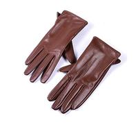 OPYTR Winter Gloves Women's Ladies Leather Skin Winter Warm Thick Lining White Gloves Colorful Blue Cute Outdoor Short Gloves Windproof Lined Thick (Color : Chocolate, Gloves Size : S)