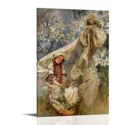 OqcEha Alphonse Mucha Paintings Wall Art Poster Prints Madonna of The Lilies Art Print Wall Photo Paint Hanging Picture Family Bedroom Decor Gift Frame 20x30inch(50x75cm)