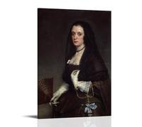 OqcEha Diego Velazquez Paintings Wall Art Poster Prints La Dama Del Abanico Wall Art Scroll Canvas Painting Picture Living Room Decor Home Frame 16x24inch(40x60cm)
