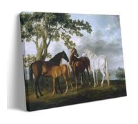 OqcEha George Stubbs Paintings Wall Art Poster Prints Mares And Foals in A Landscape Picture Print Wall Art Painting Canvas Artworks Gift Idea Room Aesthetic Frame 08x12inch(20x30cm)