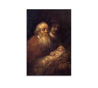 OqcEha Rembrandt Van Rijn Paintings Wall Art Poster Prints Simeon in The Temple Wall Art Scroll Canvas Painting Picture Living Room Decor Home 20x30inch(50x75cm)