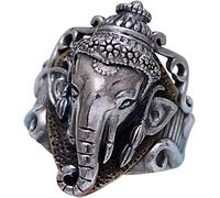 OqcEha Retro Vintage 925 Sterling Silver Hindu Elephant Lord Ganesh Ring Ganesha Jewellery for Men Women Size P-W 1/2 (Size : V)