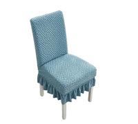 OQHAIR Dining Chair Covers Set of 6, Stretch Parsons Dining Room Chair Covers with Skirt Removable Kitchen Chair Protector for Dining Room -light blue-Set of 8