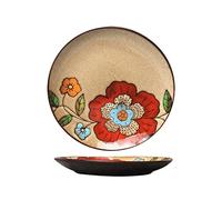 OQHAIR Dinner Plate Pasta Tableware Unique Exquisite Shape Beautiful And Practical Round Ceramic Decorative Flower Pattern Dishes for Tea Parties Catering,B