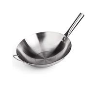 OQHAIR Stainless Steel Multi-Ply Clad Wok, Round bottom Wok 100% No Chemical Chinese Iron Pot,No Nonstick Coating Stir Fry Pan (Size : 38cm/14.9in) (38cm/14.9in)