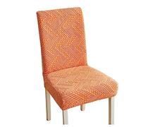 OQHAIR Stretch Jacquard Dining Chair Covers Set of 6 Machine Washable Dining Chair Slipcovers Anti Slip Dining Room Chair Covers for Dining Room Hotel -orange-Set of 6