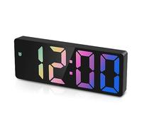 OQIMAX Colorful Digital Alarm Clock, Alarm Clocks with Large LED Display, USB/Battery Powered Digital Desk Clock with Snooze, Temperature, Voice Control, 3 Adjustable Brightness, 12/24H Display