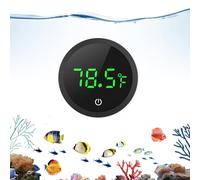 OQIMAX Digital Aquarium Thermometer, LED Display Fish Tank Thermometer with Touch Buttons, Stick-on Wireless Aquarium Thermometers, Energy-Saving, for Tortoise, Reptile, Tropical Fish(Black)