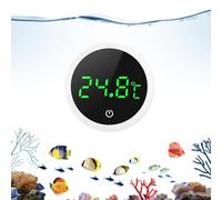 OQIMAX Digital Aquarium Thermometer, LED Display Fish Tank Thermometer with Touch Buttons, Stick-on Wireless Aquarium Thermometers, Energy-Saving, for Reptile, Tortoise, Tropical Fish(White)