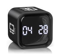 OQIMAX Gravity Sensor Flip Timer, 5/10/30/60 Minutes & Custom Countdown, LED Digital Display Cube Timer with 2 Gear Mode, Rechargable Rotation Timers with Adjustable Volume, for Study, Cooking