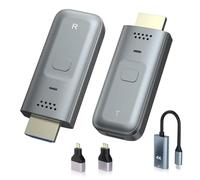 OQIMAX Wireless HDMI Transmitter and Receiver, 1080P@60Hz Wireless HDMI Extender Kit with 100FT/30M Range, 2.4G/5G Dual-Band, 2 Modes, Plug & Play Video Projection for Laptop/PC to HDTV/Projector