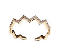 OQSM To My Daughter Highs and Lows Inspirational,Inspirational Rings for Women Ring Wavy zigzag Personalized Band Rings,925 silver Inlaid rhinestones Gifts for Friends Adjustable Size (Gold)