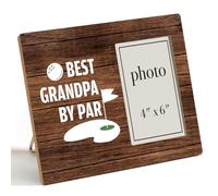 Oqtumes Golf Gifts for Men Grandpa Picture Frame, Golfing Gifts for Grandpa, Rustic Best Grandpa By Par Wood Picture Frame 8 x 10 Inches, Wall Mount and Tabletop - 4 x 6 Inch Photo
