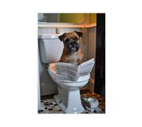OQUAJK Border Terrier on The Toilet Canvas Poster Wall Art Decor Print Picture Paintings for Living Room Bedroom Decoration 16x24inch(40x60cm)