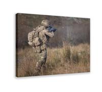 OQUAJK British Army Soldier Firing SA80-A3 Rifle Photo Poster Canvas Poster Wall Art Decor Print Picture Paintings for Living Room Bedroom Decoration 16x24inch(40x60cm)