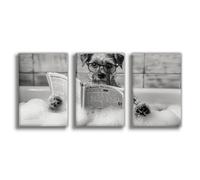 OQUAJK Shetland Sheepdog in The Bathtub Poster Canvas Poster Wall Art Decor Print Picture Paintings for Living Room Bedroom Decoration 20x30inch(50x75cm)