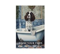 OQUAJK Springer Spaniel in The Bath. Canvas Poster Wall Art Decor Print Picture Paintings for Living Room Bedroom Decoration 12x18inch(30x45cm)