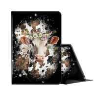or iPad Air 5th/4th Generation Case 2022/2020 ipad Air 10.9 case,FUYOCWE PU Leather Multi-Angle Slim Stand Flip Smart Cover for iPad Air 5/4 Gen 10.9 inch-Floral Cow Animal Print