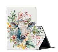 or iPad Air 5th/4th Generation Case 2022/2020 ipad Air 10.9 case,FUYOCWE PU Leather Multi-Angle Slim Stand Flip Smart Cover for iPad Air 5/4 Gen 10.9 inch-Floral Cow Animal