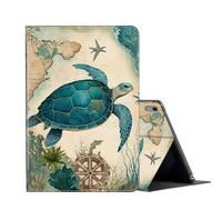 or iPad Air 5th/4th Generation Case 2022/2020 ipad Air 10.9 case,FUYOCWE PU Leather Multi-Angle Slim Stand Flip Smart Cover for iPad Air 5/4 Gen 10.9 inch-Green Sea Turtle on a Map