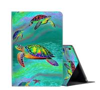 or iPad Air 5th/4th Generation Case 2022/2020 ipad Air 10.9 case,FUYOCWE PU Leather Multi-Angle Slim Stand Flip Smart Cover for iPad Air 5/4 Gen 10.9 inch-Colorful Sea Turtles