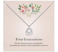 OR OLD RUBIN Great Grandma Necklace-925 Sterling Silver Four Hearts Generations Necklace Great Grandma Grandmother from Grandchildren, Silver, Cubic Zirconia