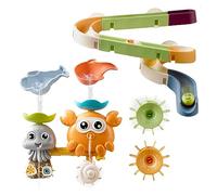 OR OR TU Baby Bath Toys for 1 2 3 4+ Year Olds, Toddler Kids Bath Toy with Suction Cups Slide Track Bathtub Toy, Watermill Rotating Water Toys Baby Bath Shower Swimming Toys